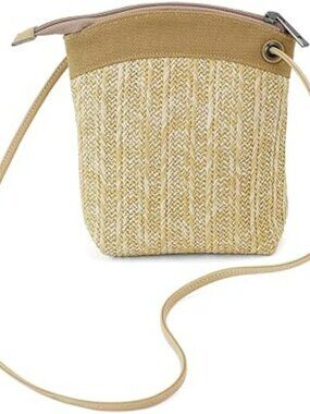 NEW Cell Phone Crossbody Summer Purse Bag Straw Look Vacation Beach Statement